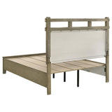 Top detail of the headboard slats with embossed oak grain