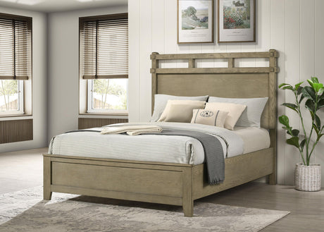 Hazlewood panel bed side angle showing headboard detail