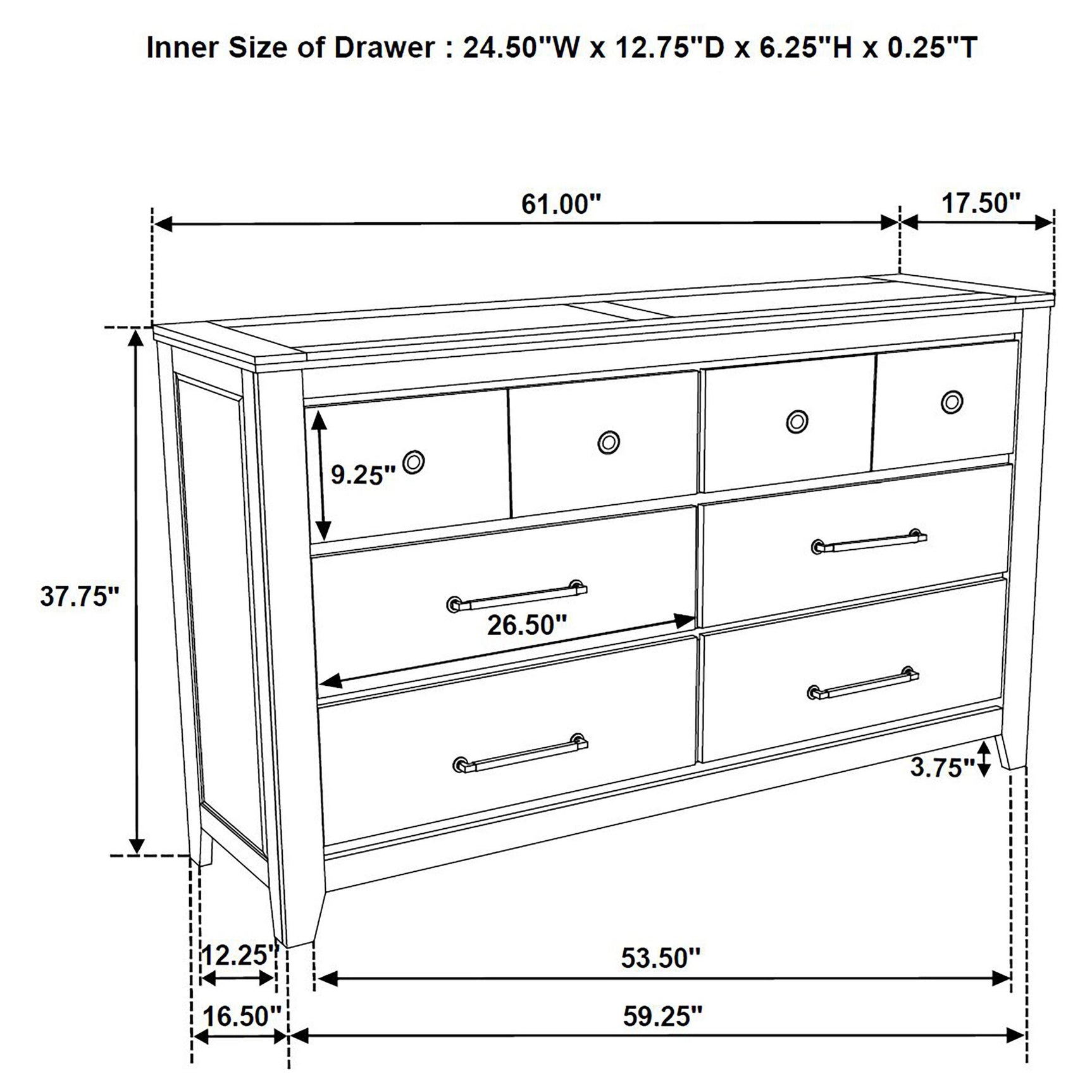 Hazlewood 6-Drawer Bedroom Dresser front view in vineyard oak finish