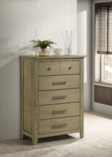 Hazlewood 5-drawer chest of drawers in vineyard oak, front view