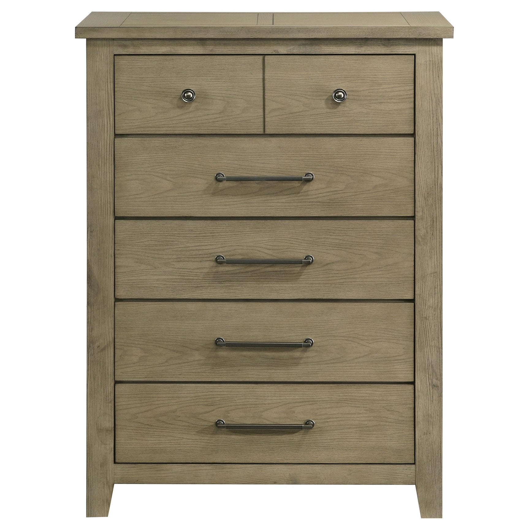 Hazlewood 5-drawer chest of drawers in vineyard oak, front view