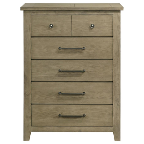 Hazlewood 5-drawer chest of drawers in vineyard oak, front view