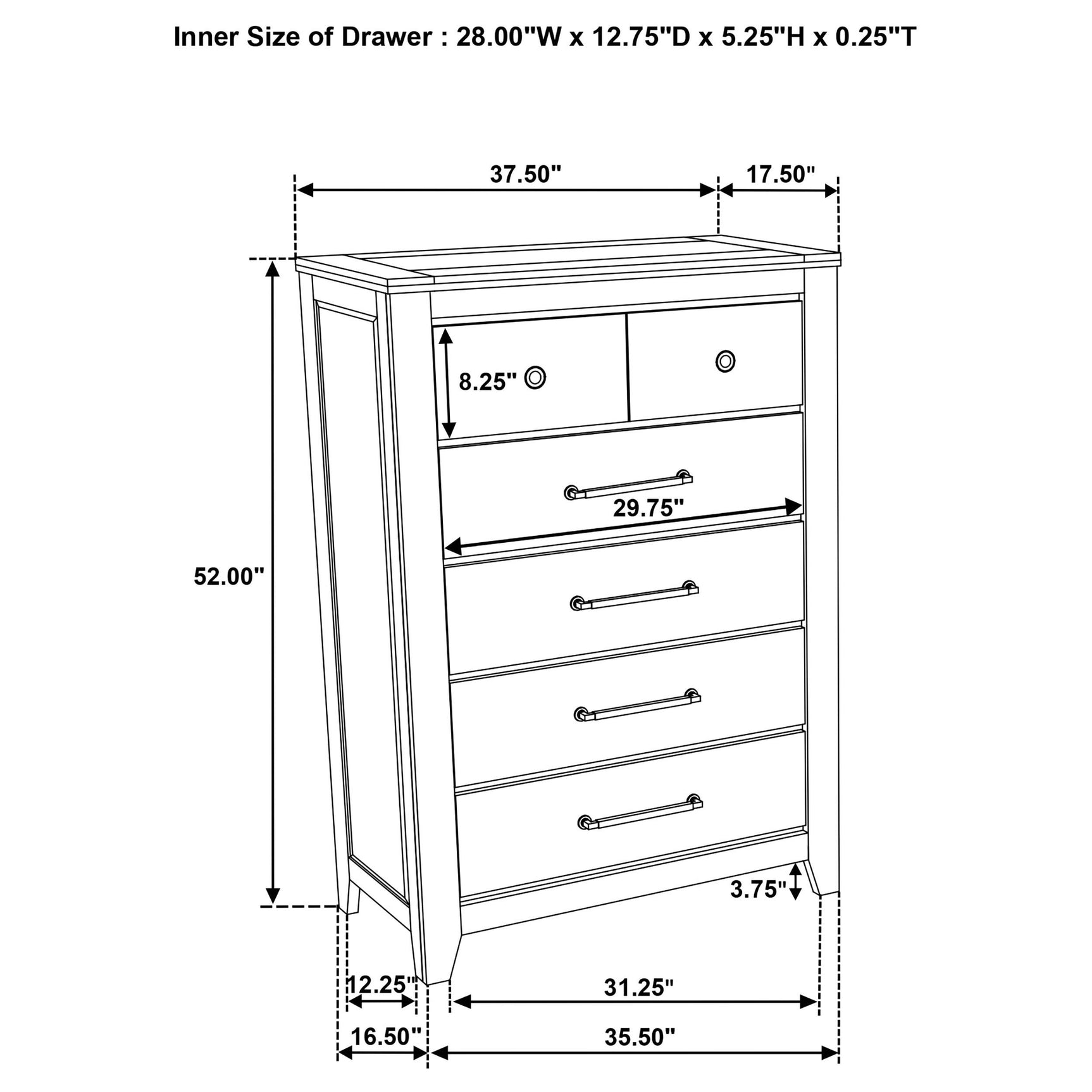Hazlewood 5-drawer chest of drawers in vineyard oak, front view