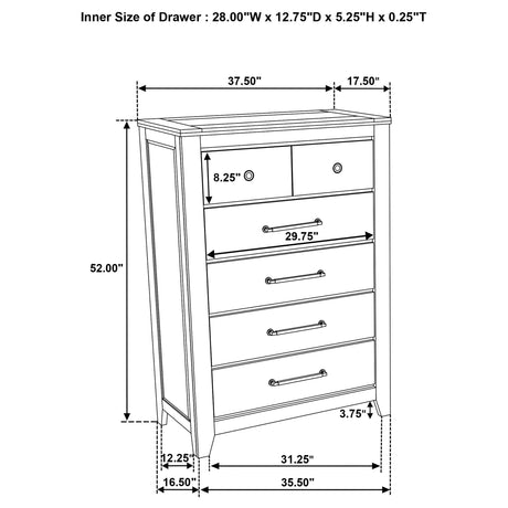 Hazlewood 5-drawer chest of drawers in vineyard oak, front view