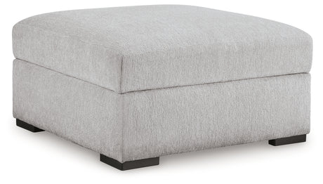 Gabyleigh ottoman open storage compartment side angle