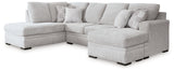 Side view of Gabyleigh sectional with chaise in nickel fabric