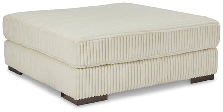Front view of Lindyn ivory velvet oversized accent ottoman