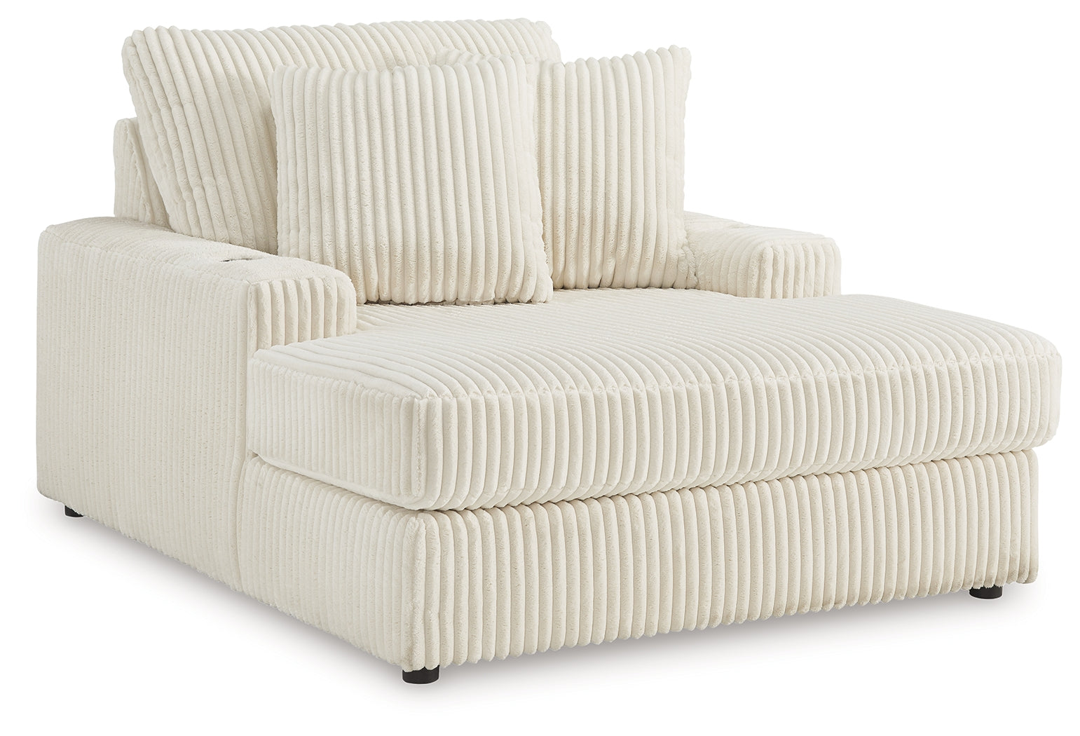 Lindyn Ivory Velvet Chaise head-on view showing seat and back cushions