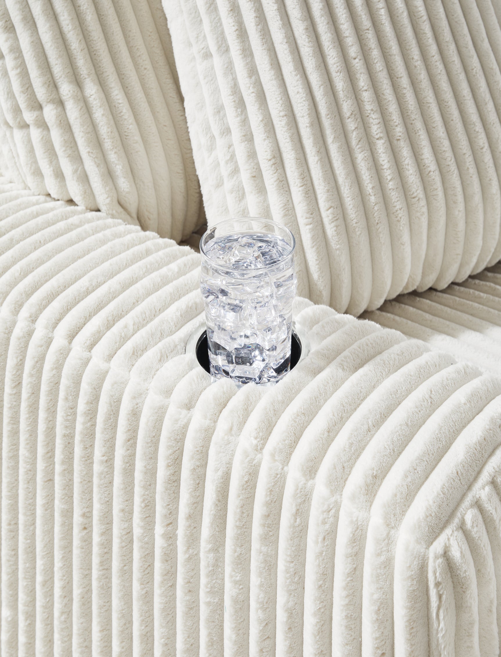 Decorative throw pillows on Lindyn Ivory Velvet Chaise