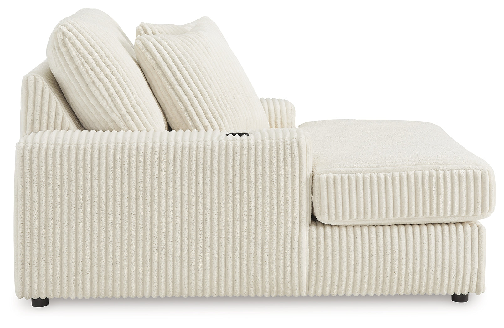 Back view of Lindyn Ivory Velvet Chaise showing upholstery and frame