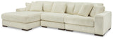 side view of Lindyn Ivory 3-Piece Sectional Sofa with Right Arm Chaise