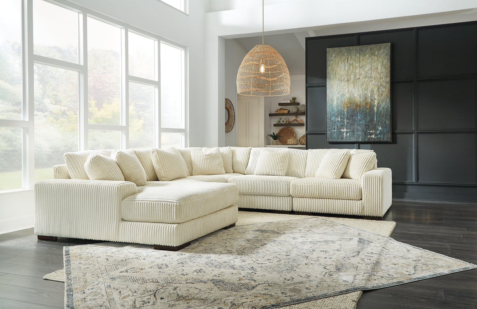 main view of Lindyn Ivory 5-Piece Sectional With Chaise sectional sofa