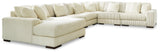 Side angle of Lindyn Ivory 6-Piece Sectional Sofa with chaise lounge