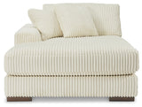 Side view of Lindyn Ivory Super Chaise sectional sofa