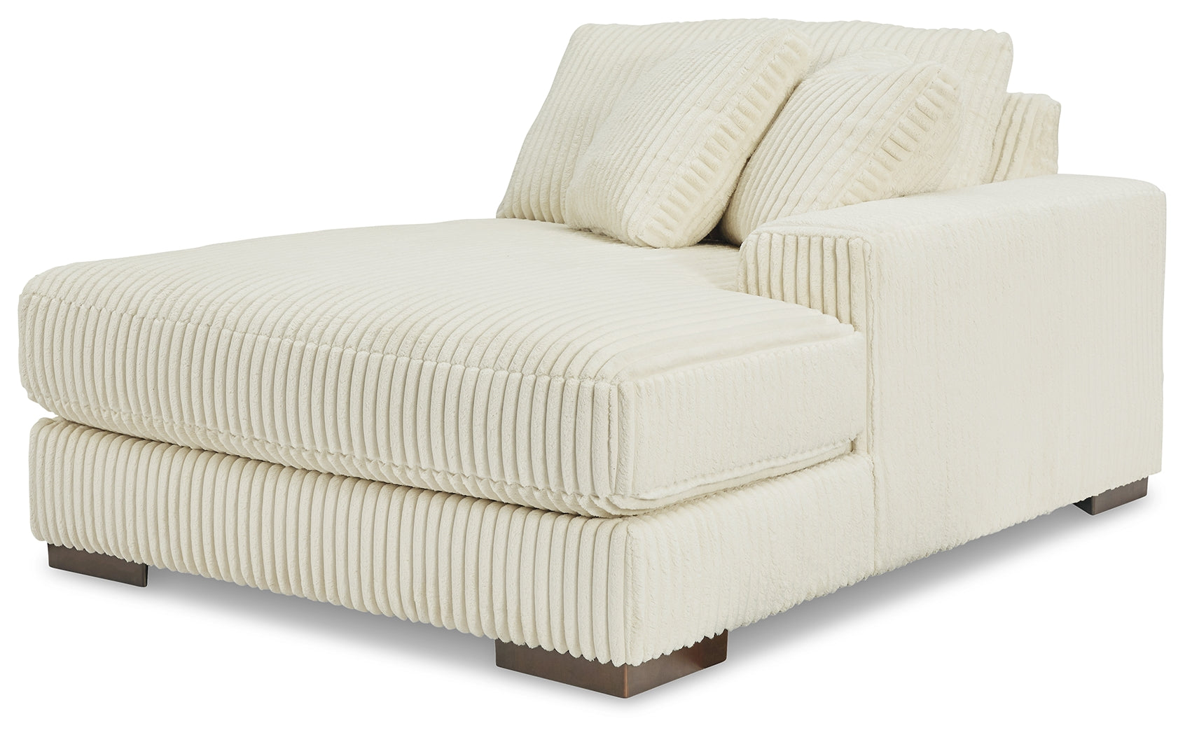 Side angle showing chaise of Lindyn Ivory Super Chaise sectional sofa