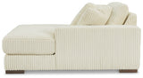 detailed rear view of Lindyn Ivory sectional sofa