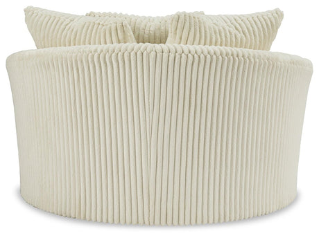 Lindyn Ivory Velvet Oversized Swivel Accent Chair back view