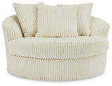 Lindyn Ivory Velvet Oversized Swivel Accent Chair head-on view