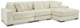 side view of Lindyn Ivory 3-Piece Sectional Sofa showing chaise