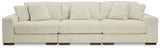 Lindyn Ivory 3-Piece Sectional Sofa side angle showing profile