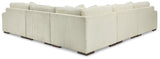 Close-up detail of Lindyn Ivory 5-Piece Sectional Sofa upholstery and frame