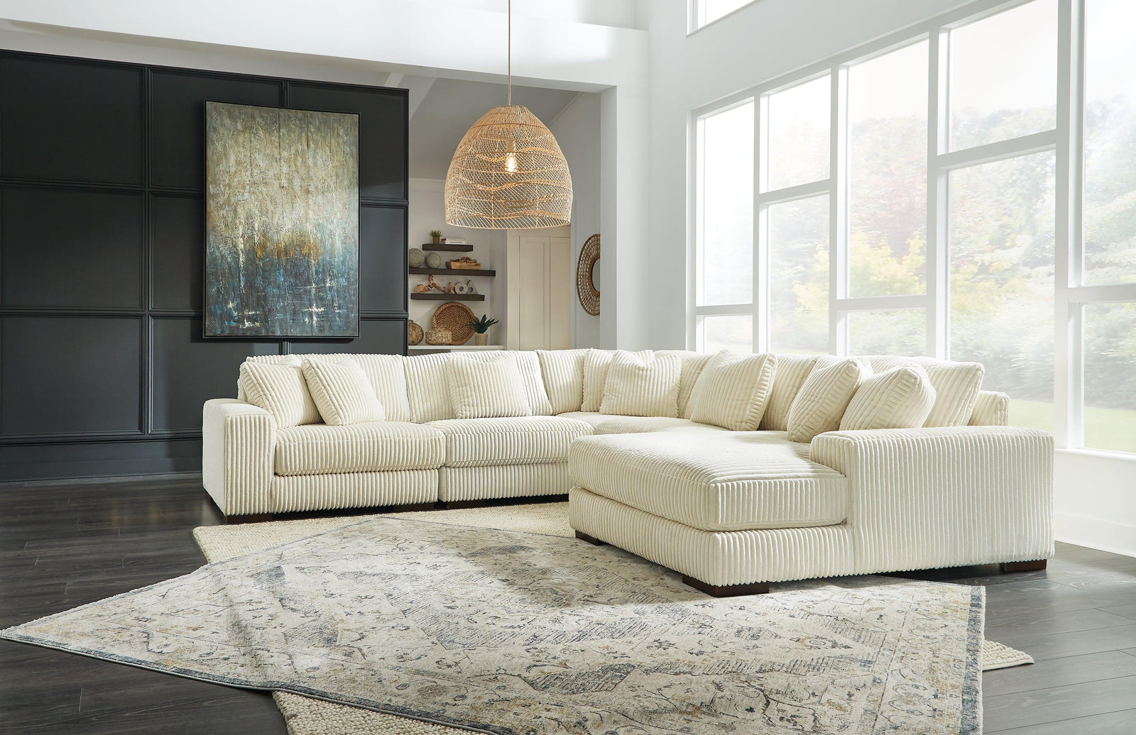 main view of Lindyn Ivory 5-Piece Sectional With Chaise sectional sofa