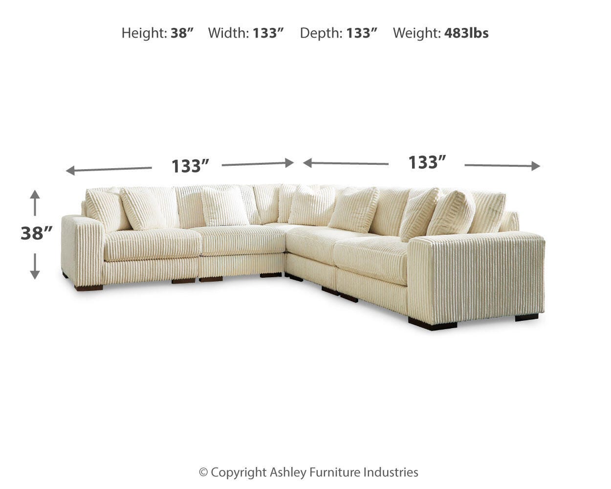 Lindyn Ivory 5-Piece Sectional with Ottoman - image 8