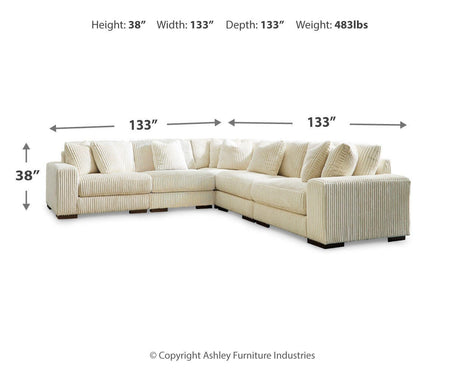 Lindyn Ivory 5-Piece Sectional with Ottoman - image 8