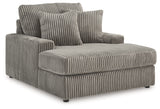 Lindyn Fog Velvet Chaise side profile