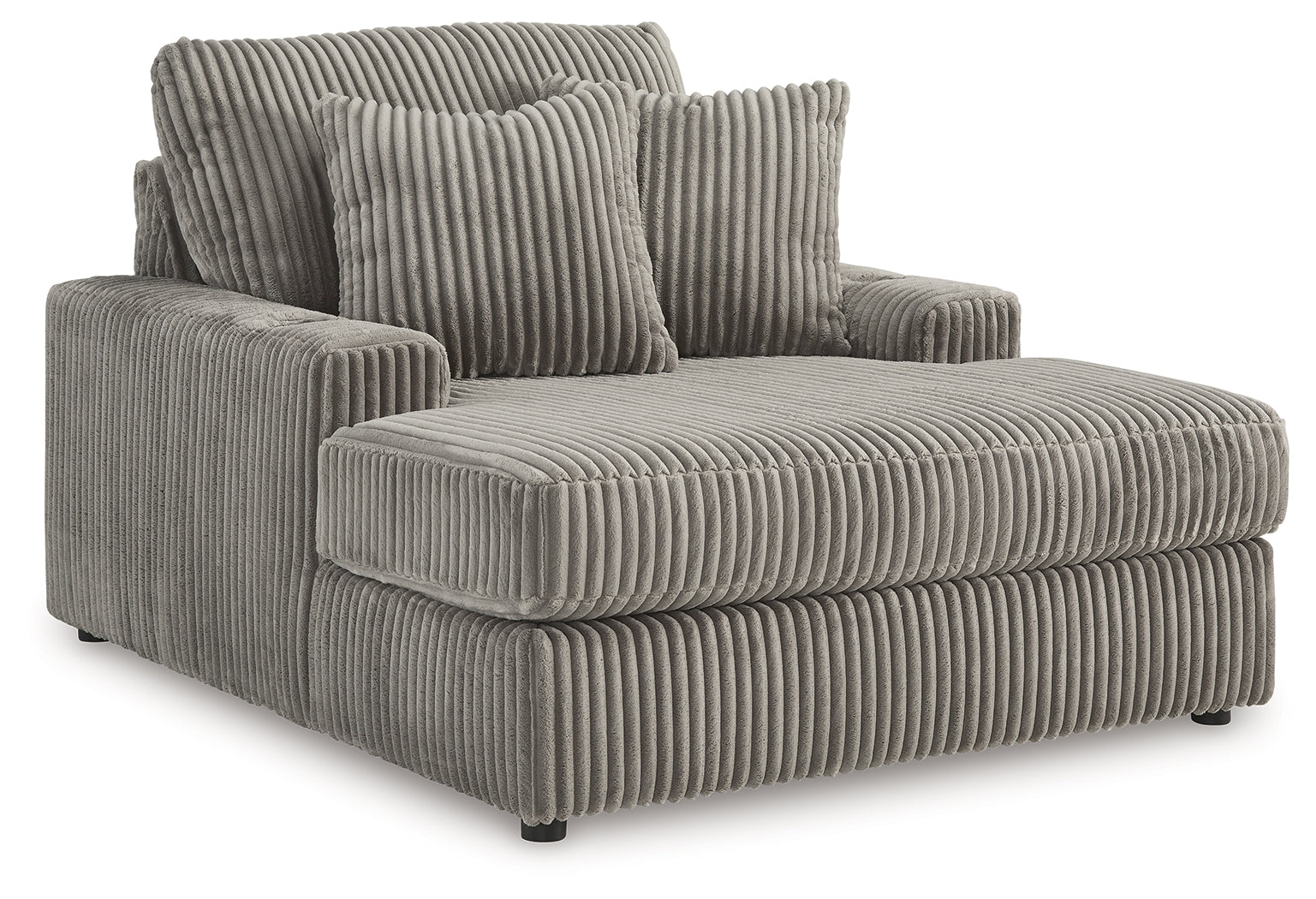 Lindyn Fog Velvet Chaise side profile