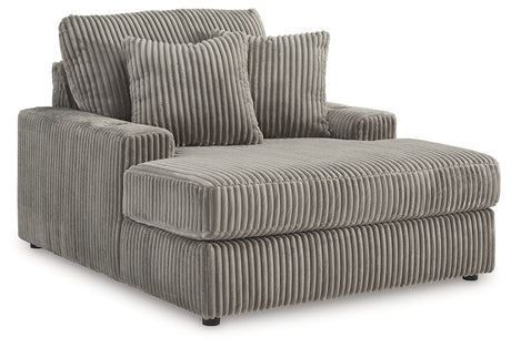 Lindyn Fog Velvet Chaise side profile