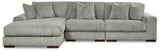 side view of Lindyn Fog Velvet 3-Piece Sectional Sofa chaise