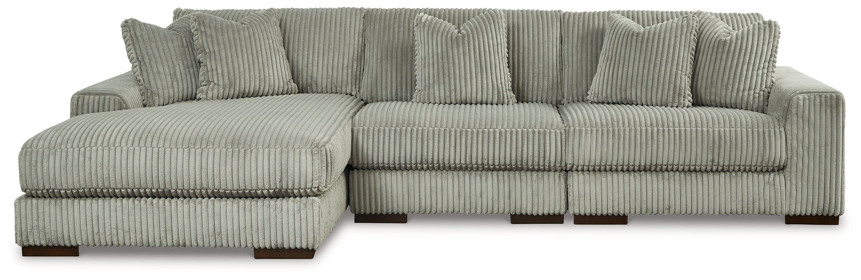 side view of Lindyn Fog Velvet 3-Piece Sectional Sofa chaise