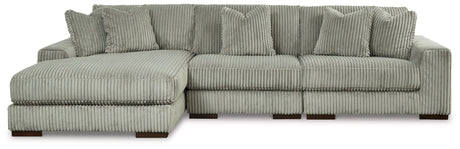 side view of Lindyn Fog Velvet 3-Piece Sectional Sofa chaise