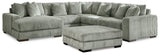 side view of Lindyn Fog 5-Piece Sectional with Ottoman sectional sofa