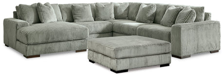 Side view of Lindyn Fog 5-Piece Sectional Sofa with Ottoman
