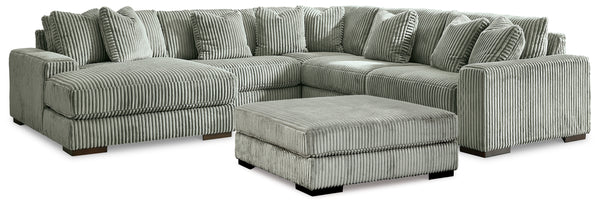 Side view of Lindyn Fog 5-Piece Sectional Sofa with Ottoman