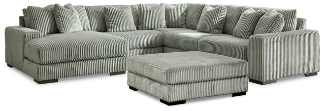 Side view of Lindyn Fog 5-Piece Sectional Sofa with Ottoman