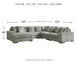 detail view of Lindyn Fog 5-Piece Sectional with Ottoman sectional sofa