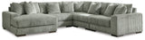 detail view of Lindyn Fog 5-Piece Sectional with Ottoman sectional sofa