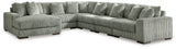 Lindyn Fog Velvet 6-Piece Sectional Sofa with Chaise side view
