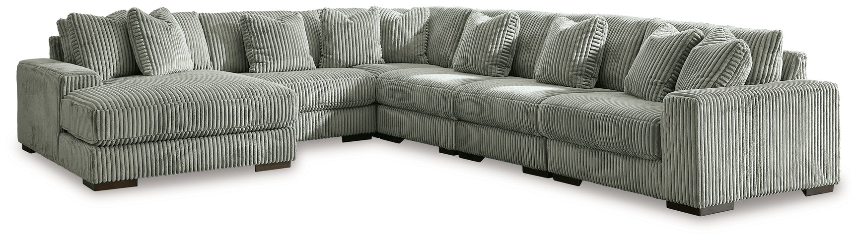 Lindyn Fog Velvet 6-Piece Sectional Sofa with Chaise side view