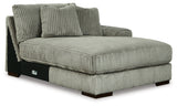 angled alternate side of Lindyn Fog 3-Piece Sectional Sofa with Double Chaise