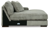 side perspective of Lindyn Fog 3-Piece Sectional Sofa with Double Chaise
