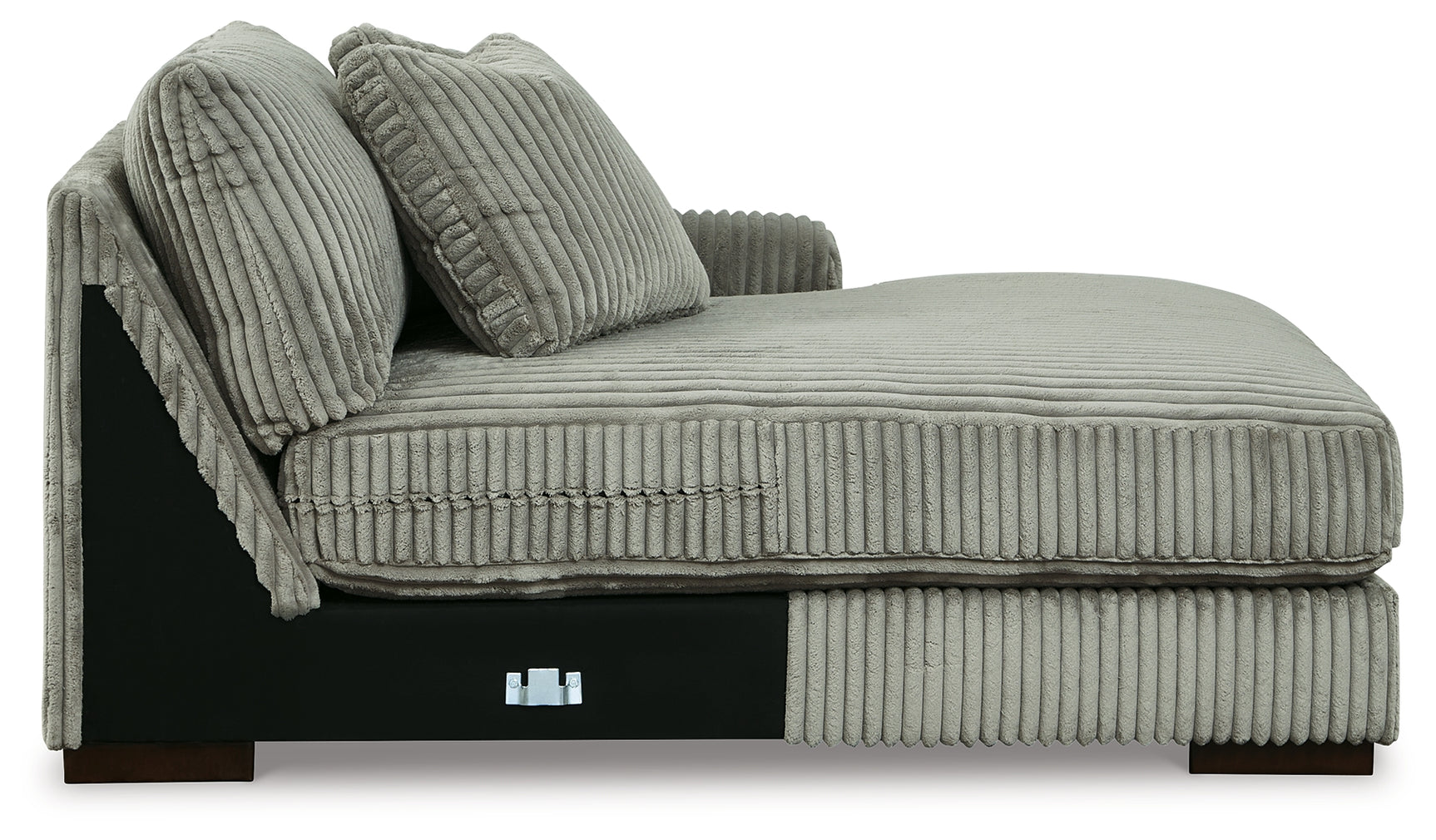side perspective of Lindyn Fog 3-Piece Sectional Sofa with Double Chaise
