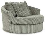Lindyn Fog Velvet Oversized Swivel Accent Chair head-on front view