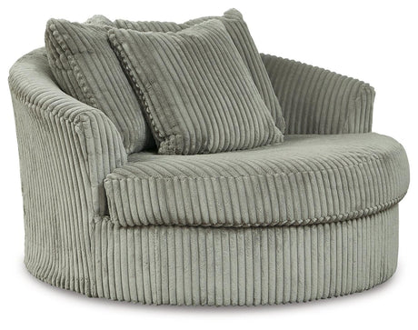 Lindyn Fog Velvet Oversized Swivel Accent Chair head-on front view