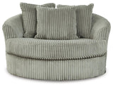 Lindyn Fog Velvet Oversized Swivel Accent Chair side profile