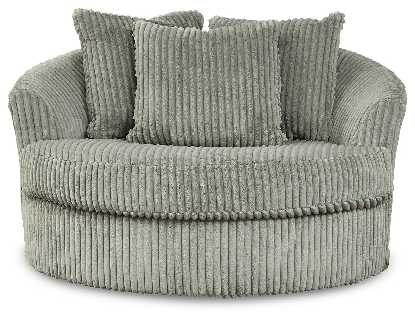 Lindyn Fog Velvet Oversized Swivel Accent Chair side profile