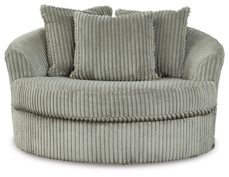 Lindyn Fog Velvet Oversized Swivel Accent Chair side profile